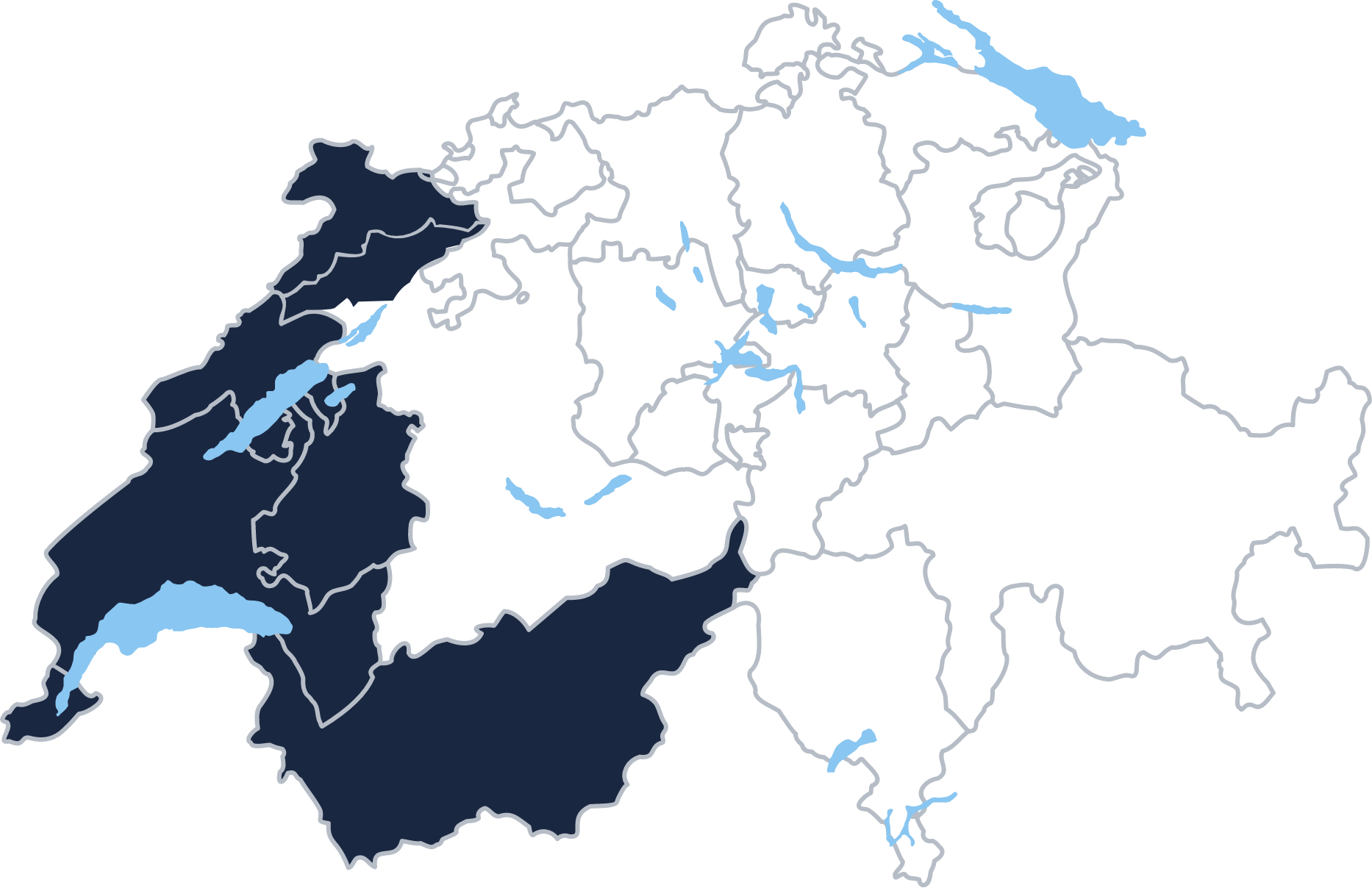 Carte des centres d'intervention sur le territoire Suisse