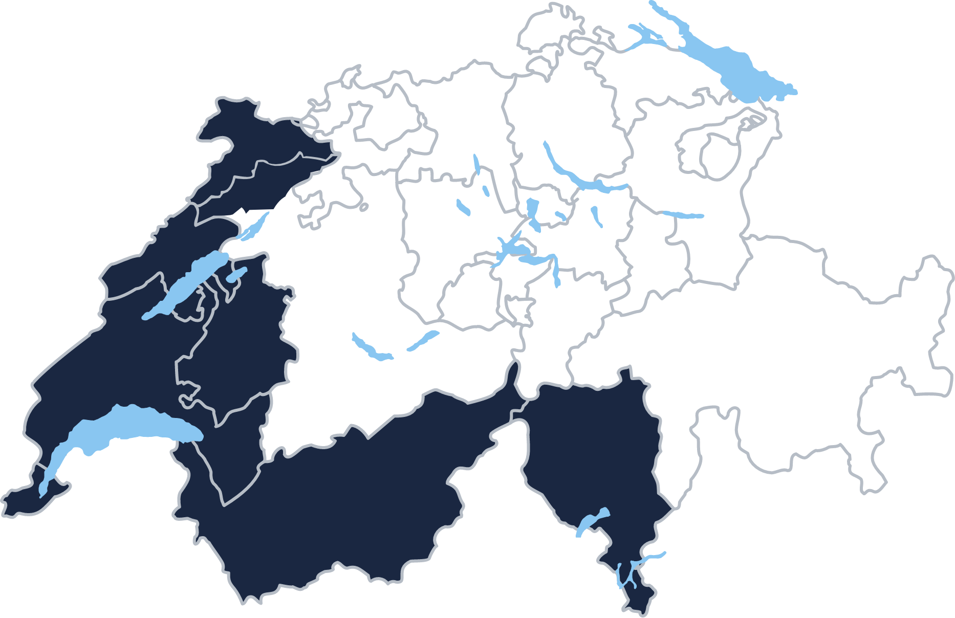 Carte des centres d'intervention sur le territoire Suisse