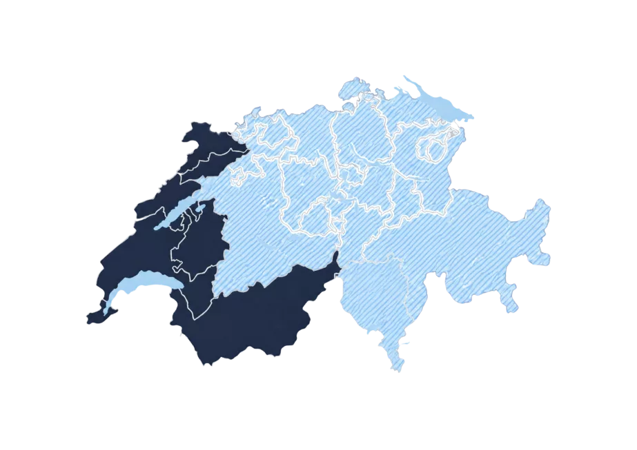 Carte des centres d'intervention sur le territoire Suisse